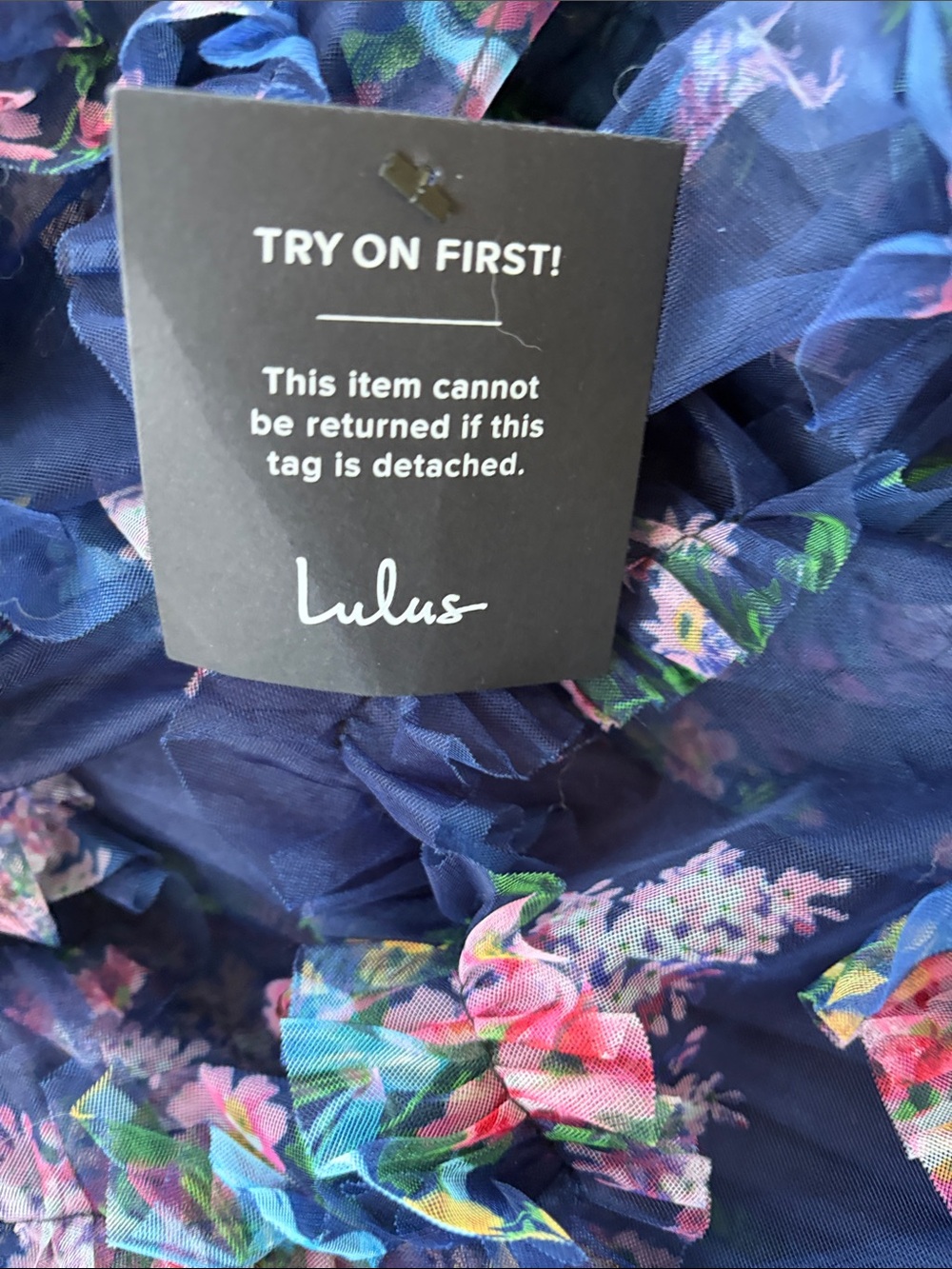 Lulu's Navy Floral Ruffle Maxi DRESS - Picture 2 of 5